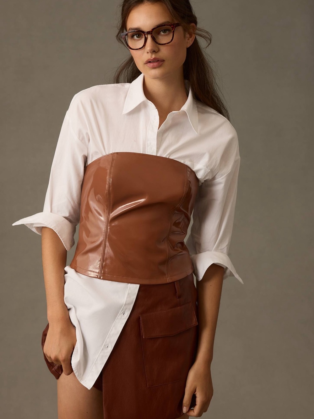 Anthropologie Faux Leather Tube Top- Size XL
